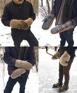 Real Fur Mittens. Cozy fur mittens with fur lining. Fur lined Mittens for raynaud's. warmest furry mittens made in Canada. Big furry mitts for men