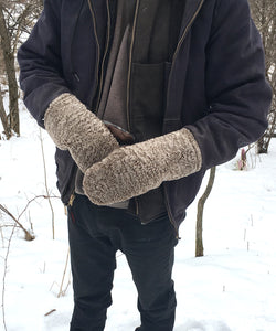 Real Fur Mittens. Shearling fur mittens with fur lining. Fur lined Mittens for raynaud's. warmest furry mittens made in Canada. Big furry mitts for men