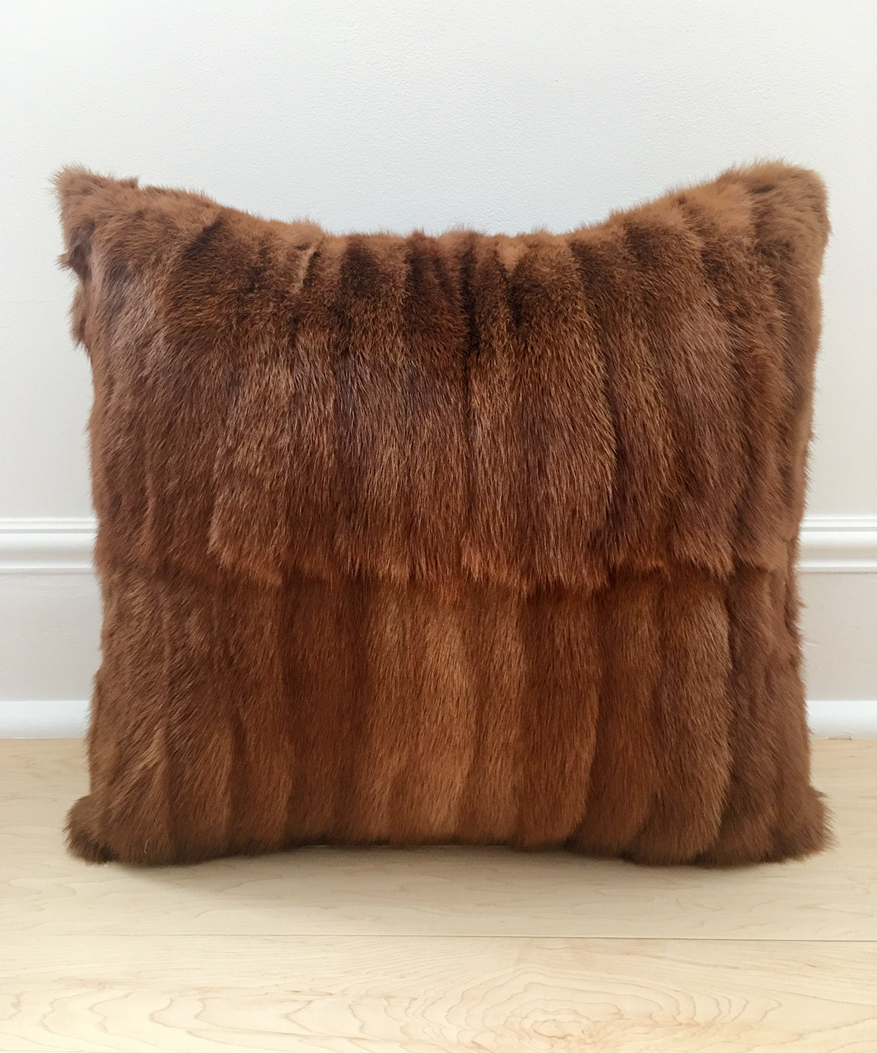 Red Mink Fur Pillows made from vintage fur coats. Reclaimed fur throw cushions made in Canada. What should I do with my fur coat?