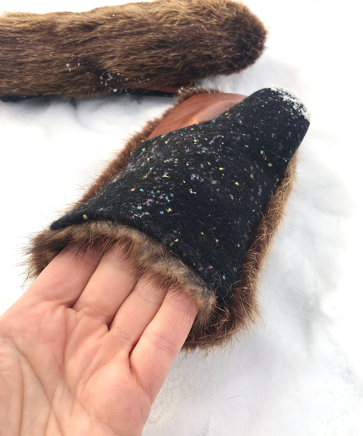 Real Fur Mittens. Brown bear fur  mittens with fur lining. raynauds warmest mittens made in Canada