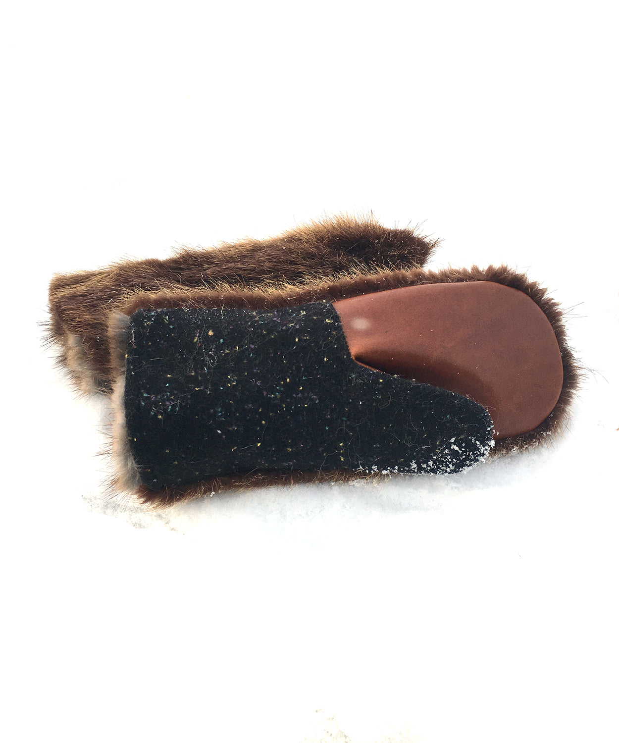 Real Fur Mittens. Brown bear fur  mittens with fur lining. raynauds warmest mittens made in Canada