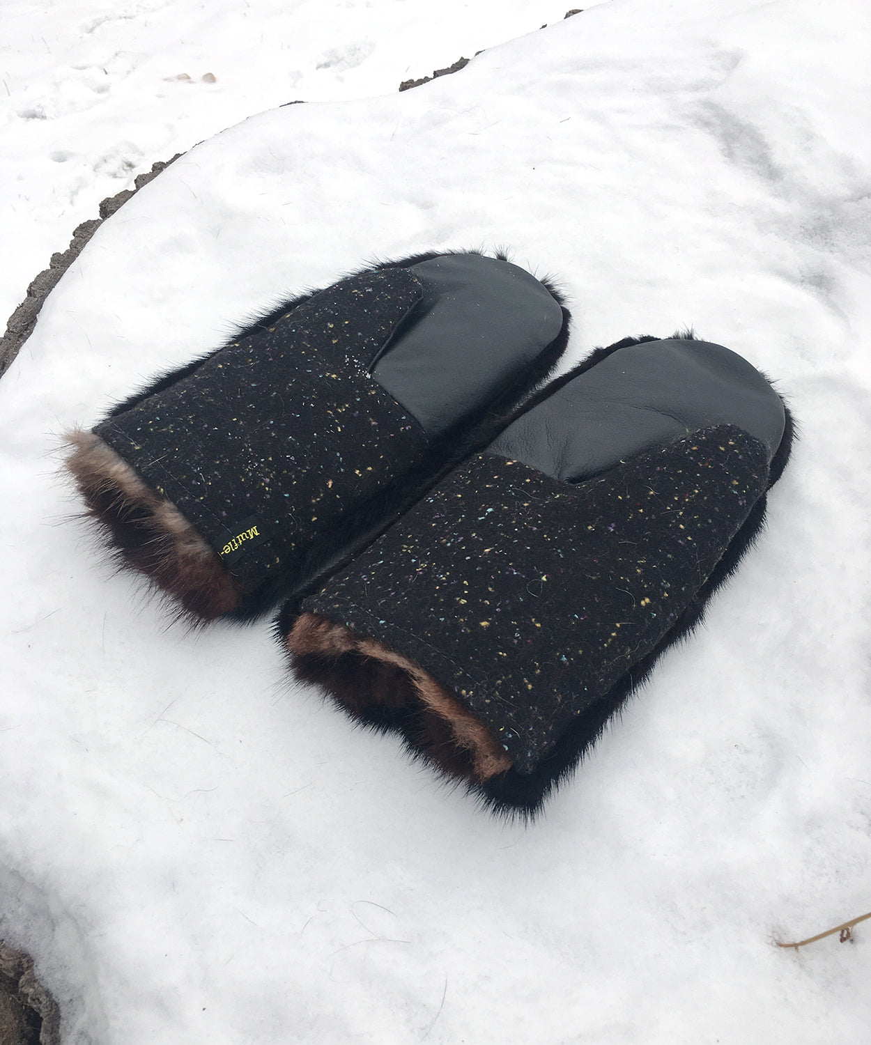 Real Fur Mittens. Black Mink fur mittens with fur lining. Fur lined Mittens for raynaud's. warmest furry mittens made in Canada