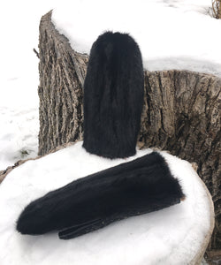 Real Fur Mittens. Black Mink fur mittens with fur lining. Fur lined Mittens for raynaud's. warmest furry mittens made in Canada