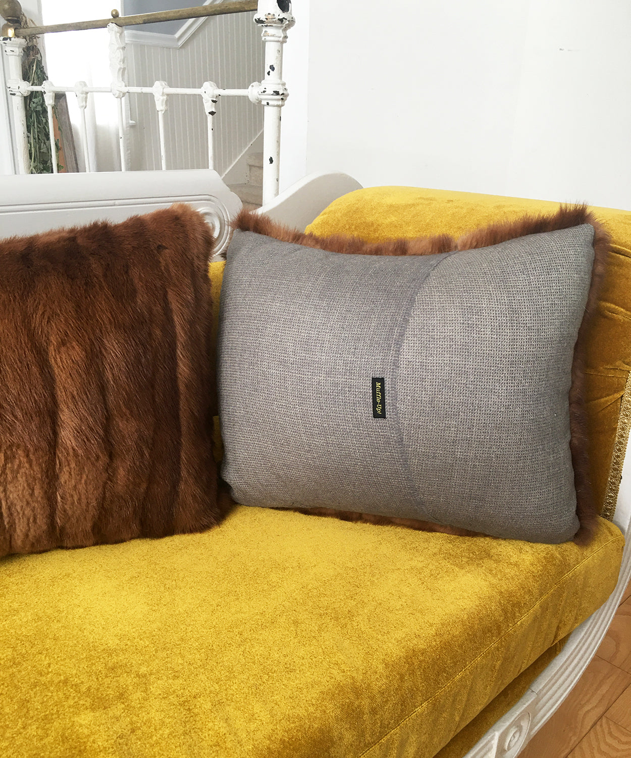 Red Mink Fur Pillows made from vintage fur coats. Reclaimed fur throw cushions made in Canada. What should I do with my fur coat?