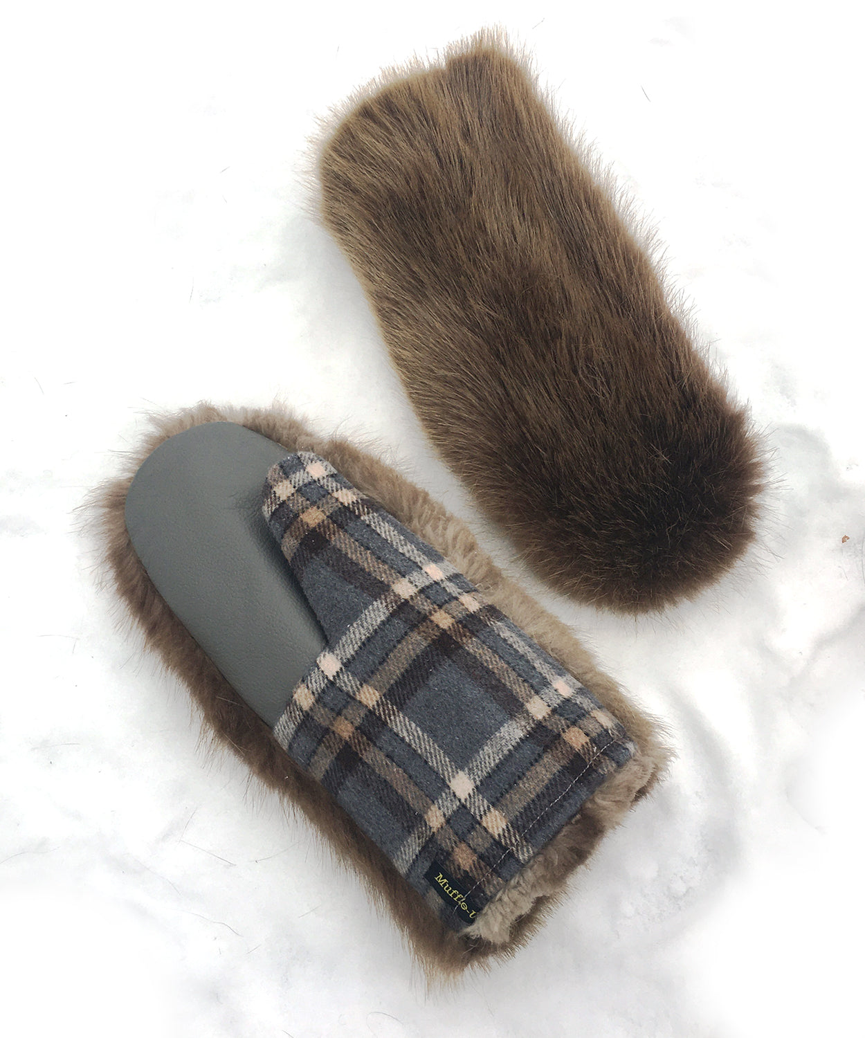 Men's Large Real Fur Mittens - Beaver