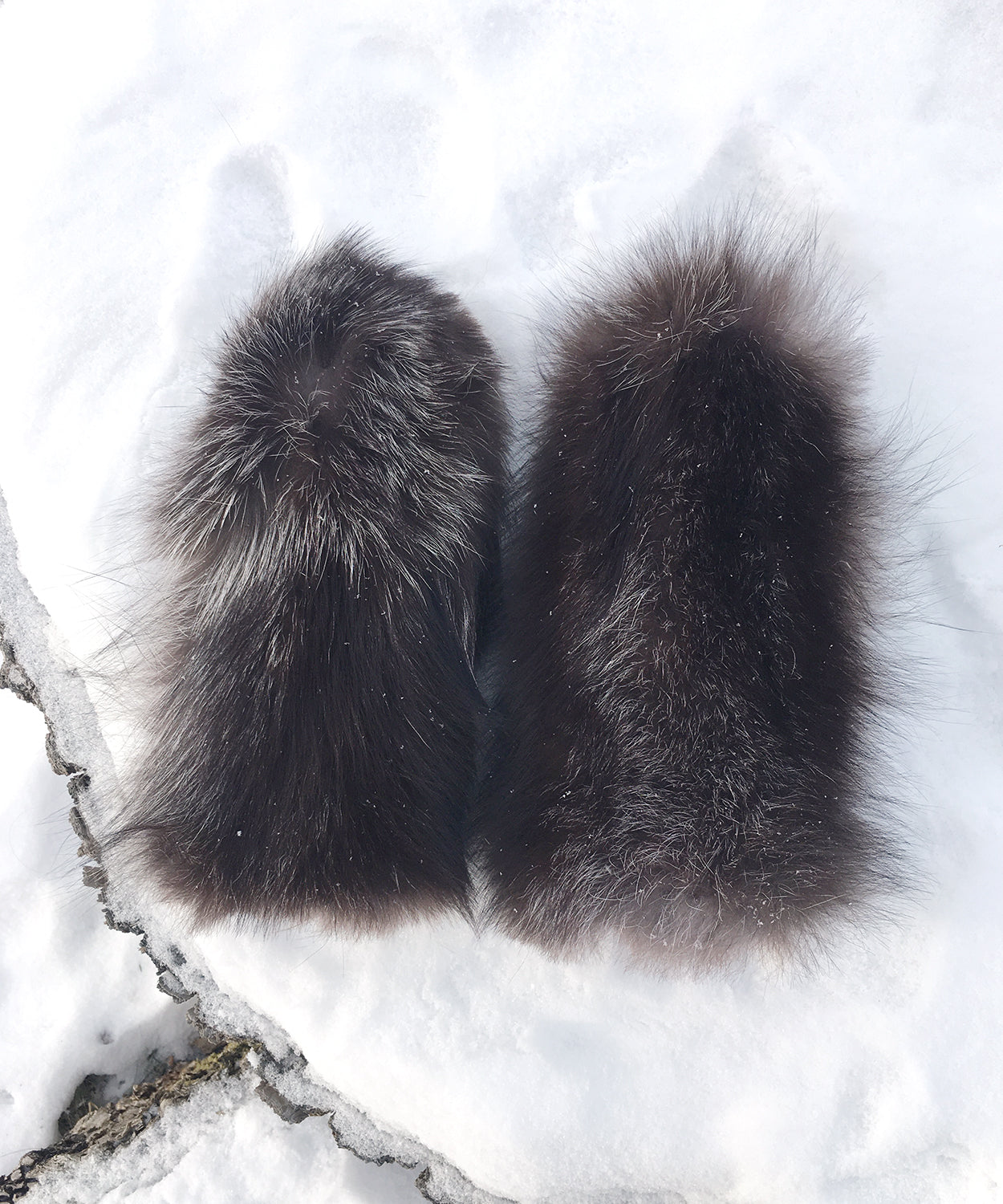 Real Fur Mittens. Gray fox fur mittens with fur lining. raynauds warmest mittens made in Canada