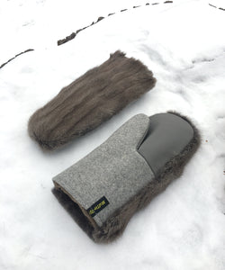 Real Fur Mittens. Gray squirrel fur mittens with fur lining. Fur lined Mittens for raynauds. warmest furry mittens made in Canada