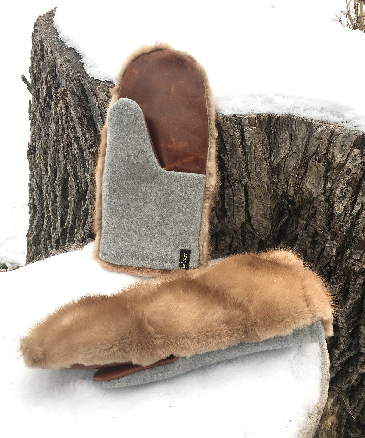 Real Fur Mittens. Brown Mink fur mittens with fur lining. Fur lined Mittens for raynaud's. warmest furry mittens made in Canada