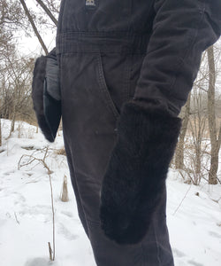 Real Fur Mittens. Black mink fur mittens with fur lining. Fur lined Mittens for raynaud's. warmest furry mittens made in Canada. Big furry mitts for men