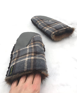 Real Fur Mittens. Brown Persian Lamb fur mittens with fur lining. Fur lined Mittens for raynaud's. warmest furry mittens made in Canada. Big furry mitts for men