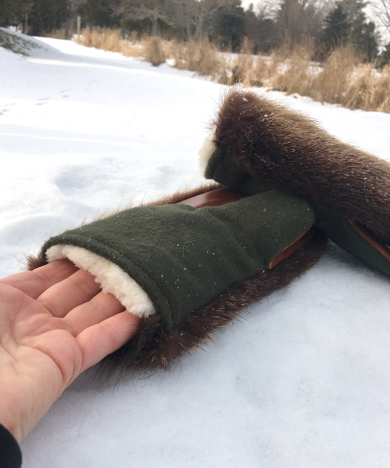 Real Fur Mittens. Bear fur mittens with fur lining. Mittens for raynauds. warmest mittens made in Canada