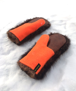 Real Fur Mittens. Beaver fur mittens with fur lining. Mittens for raynauds. warmest mittens made in Canada