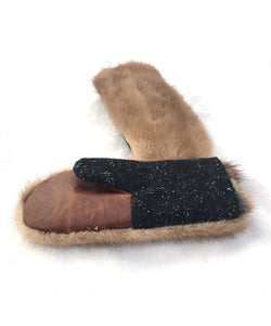 Real Fur Mittens. Autumn Haze brown mink mittens with fur lining. raynauds warmest mittens made in Canada