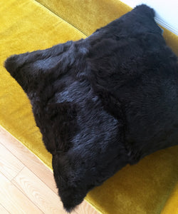 real rabbit fur throw cushion  made from vintage fur coats. fur upcycle idea, what should I do with my fur coat? Fur coat ideas. Made in Canada