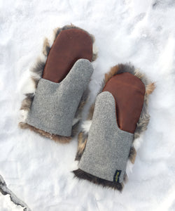 Real Fur Mittens. Rabbit fur mittens with fur lining. Mittens for raynauds. warmest mittens made in Canada