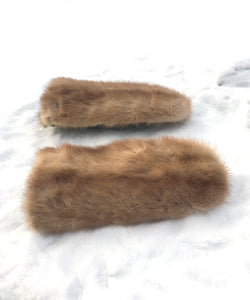 Real Fur Mittens. Autumn Haze Brown mink fur mittens with fur lining. raynauds warmest mittens made in Canada