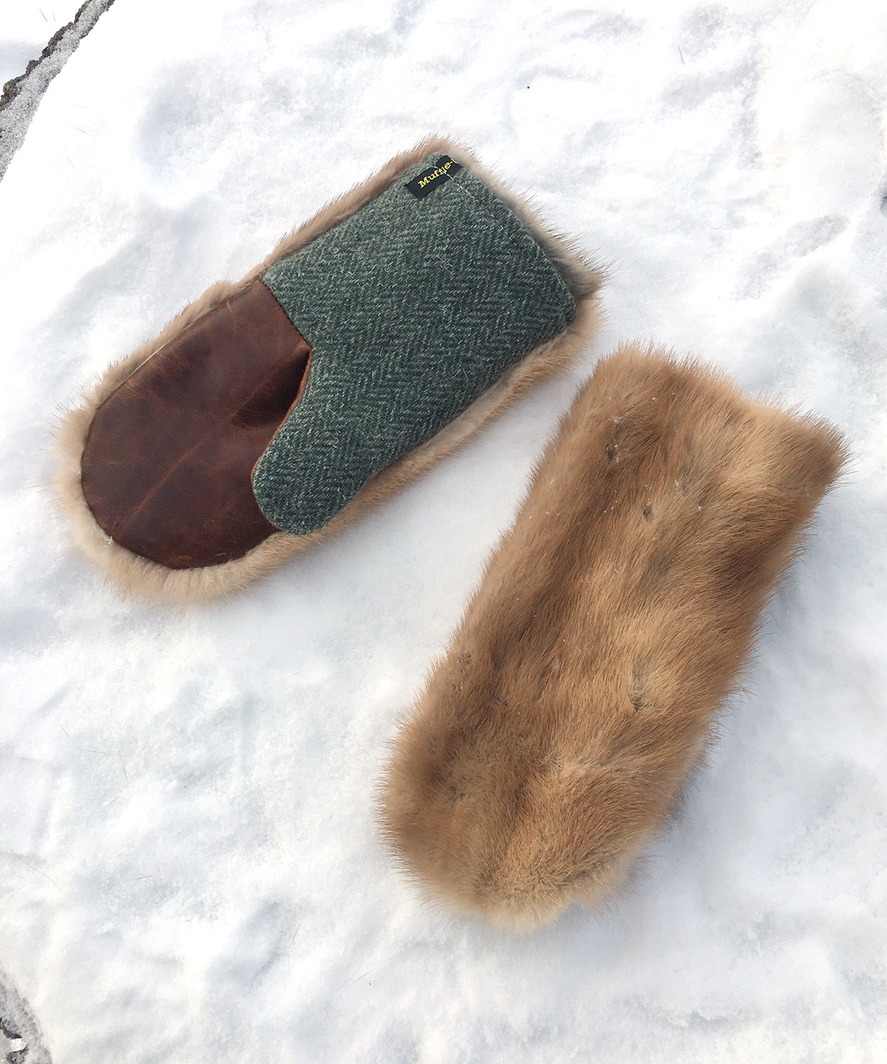 Real Fur Mittens. Autumn Haze Brown mink fur mittens with fur lining. raynauds warmest mittens made in Canada