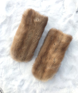 Real Fur Mittens. Autumn Haze Brown mink fur mittens with fur lining. raynauds warmest mittens made in Canada