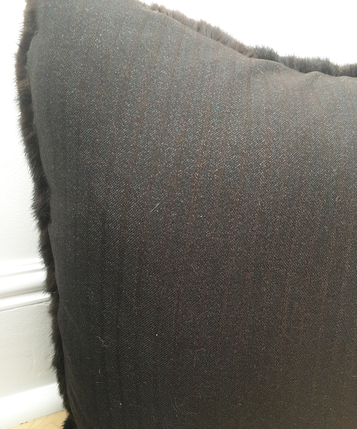 Black mink fur pillows made from vintage fur coats. Large square furry pillows made in Canada. What should I do with my fur coat? Fur coat recycle idea