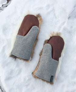 Real Fur Mittens. Rabbit fur mittens with fur lining. Mittens for raynauds. warmest mittens made in Canada