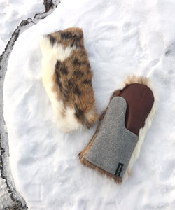 Real Fur Mittens. Rabbit fur mittens with fur lining. Mittens for raynauds. warmest mittens made in Canada