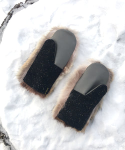 Real Fur Mittens. Coyote fur mittens with fur lining. Mittens for raynauds. warmest furry mittens made in Canada