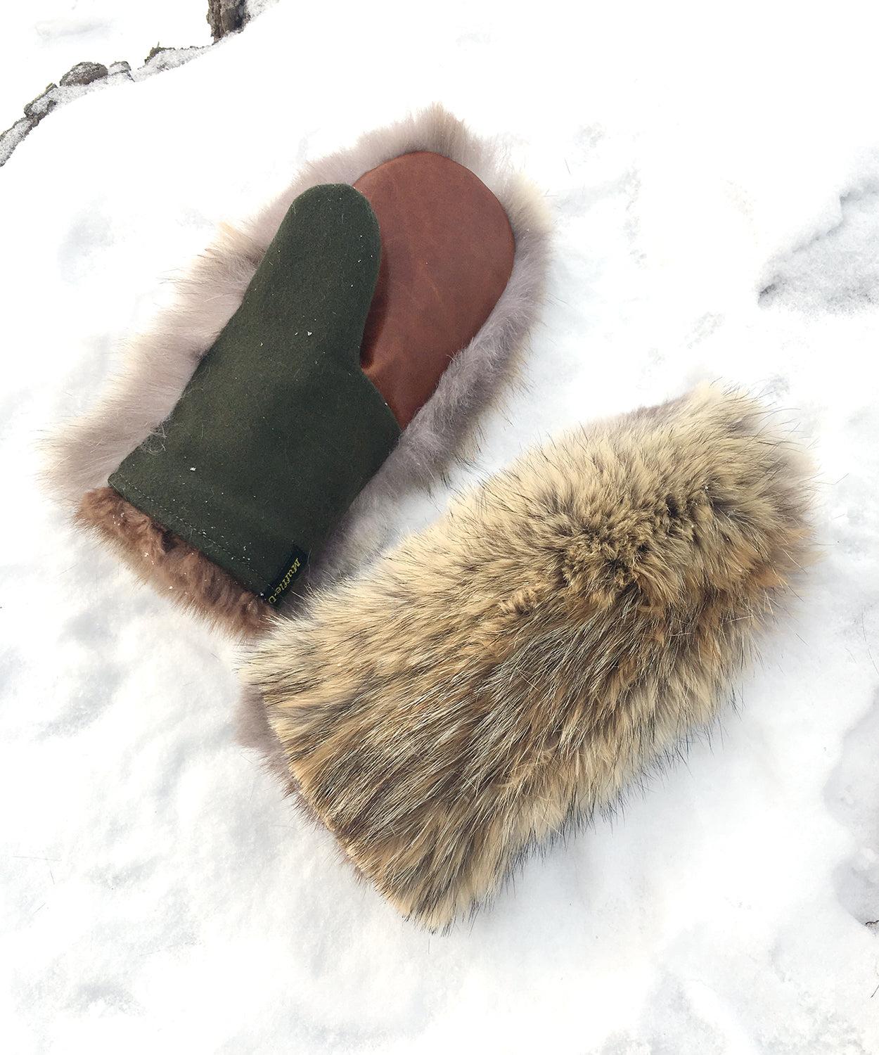 Real Fur Mittens. Coyote fur mittens with fur lining. Mittens for raynauds. warmest furry mittens made in Canada