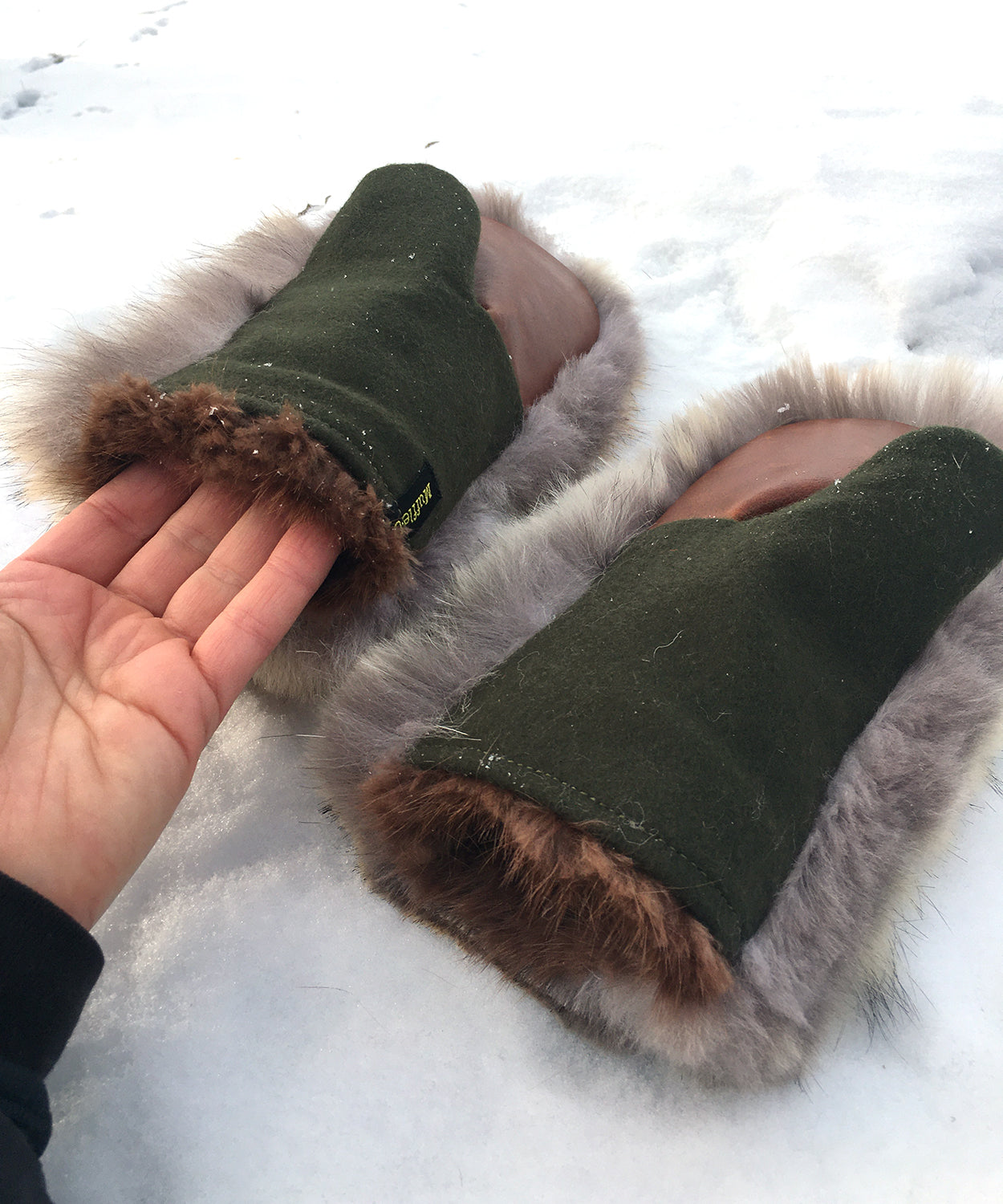 Real Fur Mittens. Coyote fur mittens with fur lining. Mittens for raynauds. warmest furry mittens made in Canada