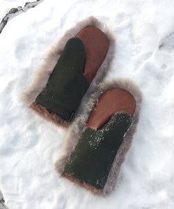 Real Fur Mittens. Coyote fur mittens with fur lining. Mittens for raynauds. warmest furry mittens made in Canada