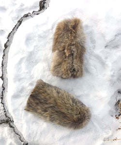 Real Fur Mittens. Coyote fur mittens with fur lining. Mittens for raynauds. warmest furry mittens made in Canada