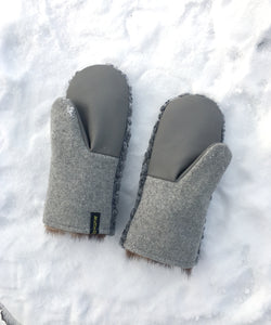 Real Fur Mittens. Gray Persian Lamb fur mittens with fur lining. Mittens for raynauds. warmest furry mittens made in Canada