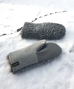 Real Fur Mittens. Gray Persian Lamb fur mittens with fur lining. Mittens for raynauds. warmest furry mittens made in Canada