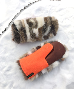 Real Fur Mittens. Rabbit fur mittens with fur lining. Mittens for raynauds. warmest mittens made in Canada