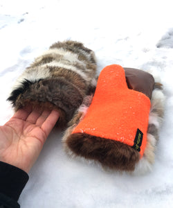 Real Fur Mittens. Rabbit fur mittens with fur lining. Mittens for raynauds. warmest mittens made in Canada