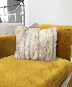 fluffy fox fur pillow made from vintage fur coats