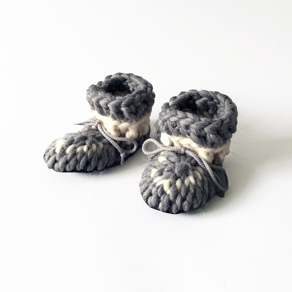 Baby and Kids Merino Wool Booties - Cloudy Day