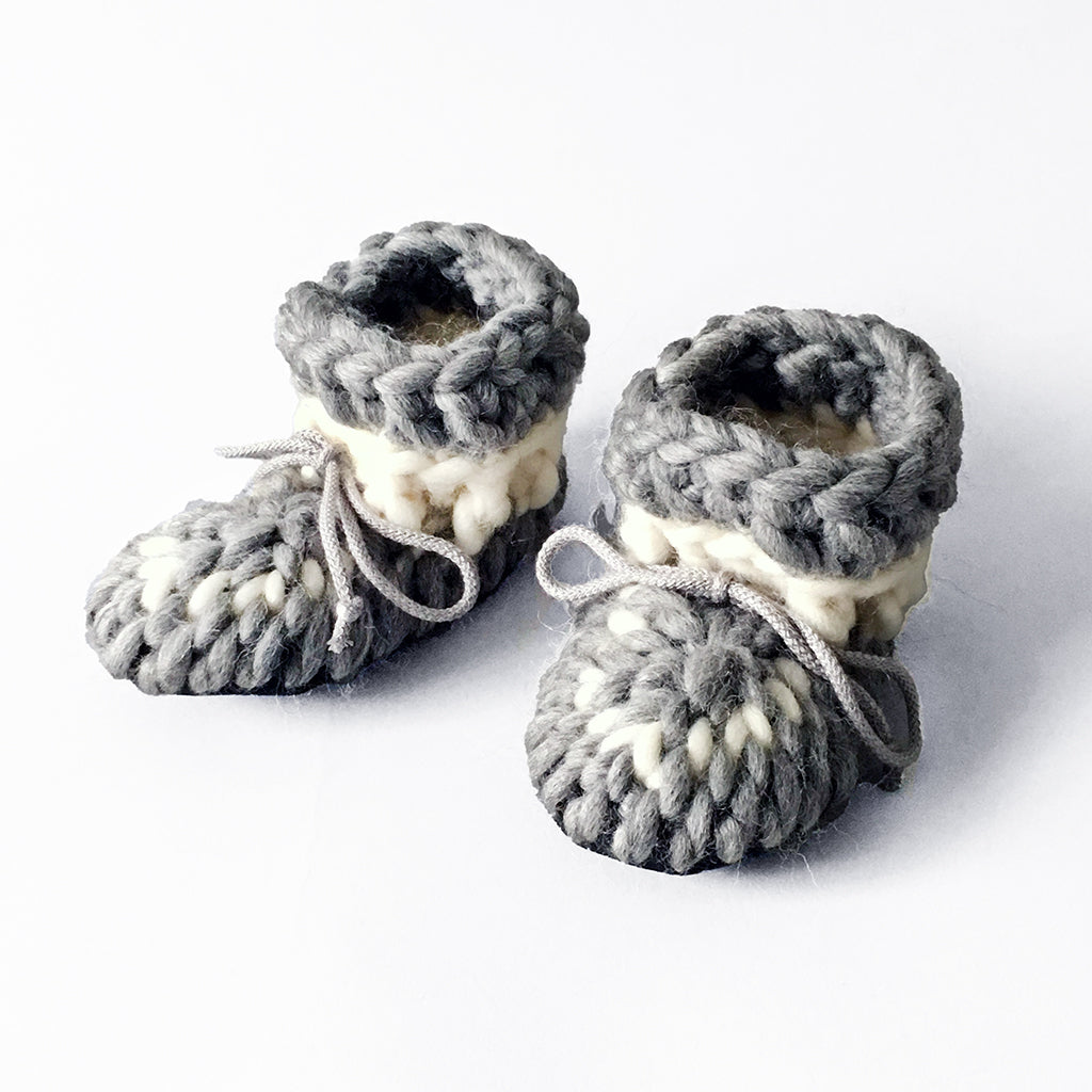 Baby and Kids Merino Wool Booties - Cloudy Day