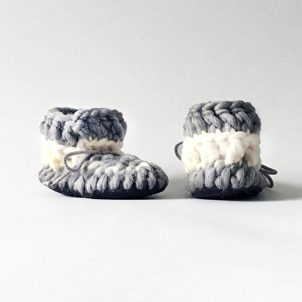 Baby and Kids Merino Wool Booties - Cloudy Day