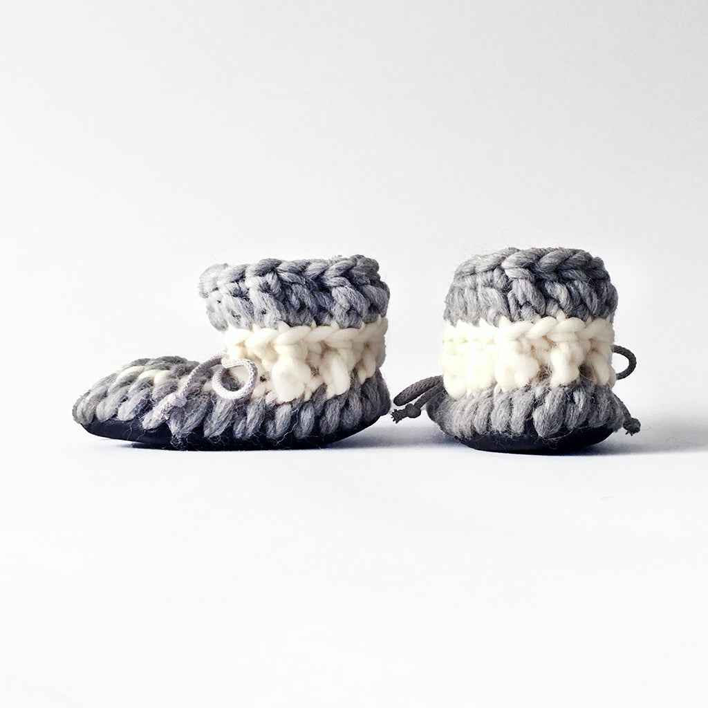 Baby and Kids Merino Wool Booties - Cloudy Day