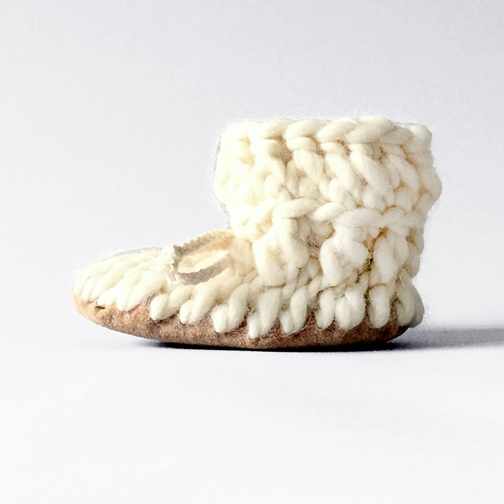 Baby and Kids Merino Wool Slippers - Ivory