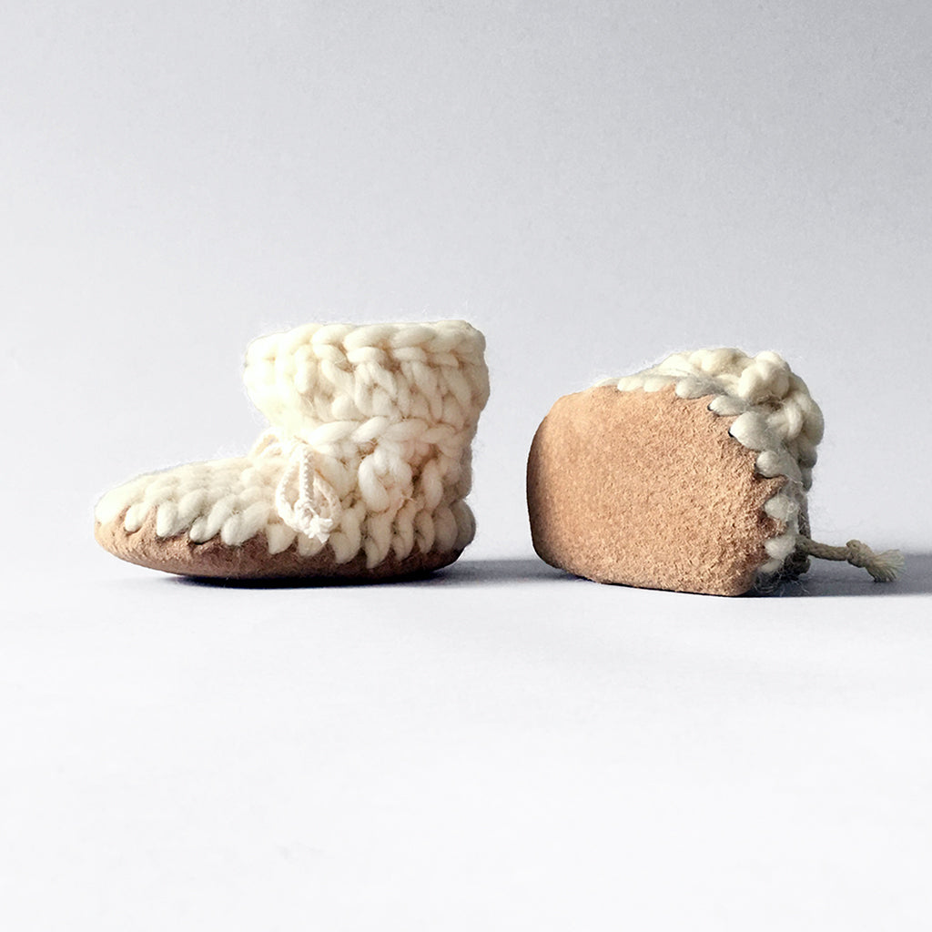 Baby and Kids Merino Wool Slippers - Ivory