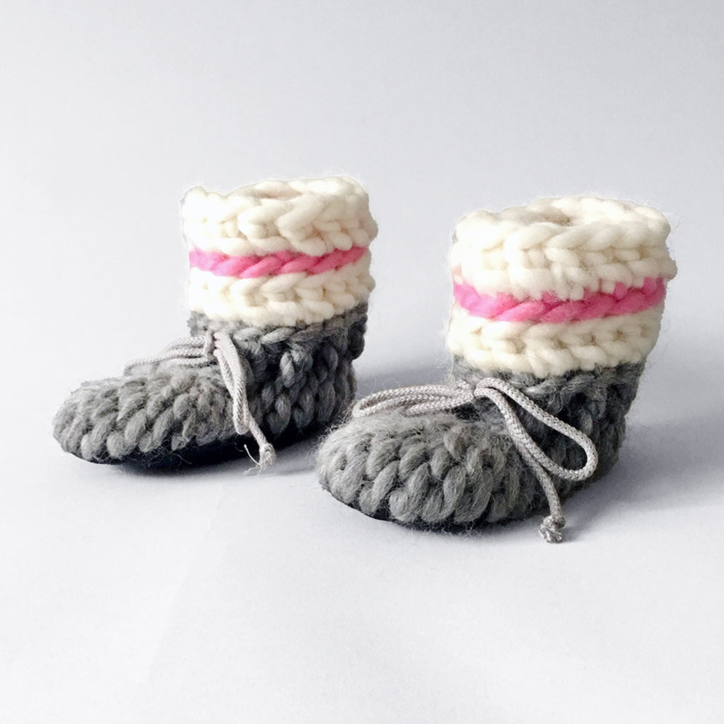 Baby and Kids Merino Wool Slippers - Sock Monkey Rose