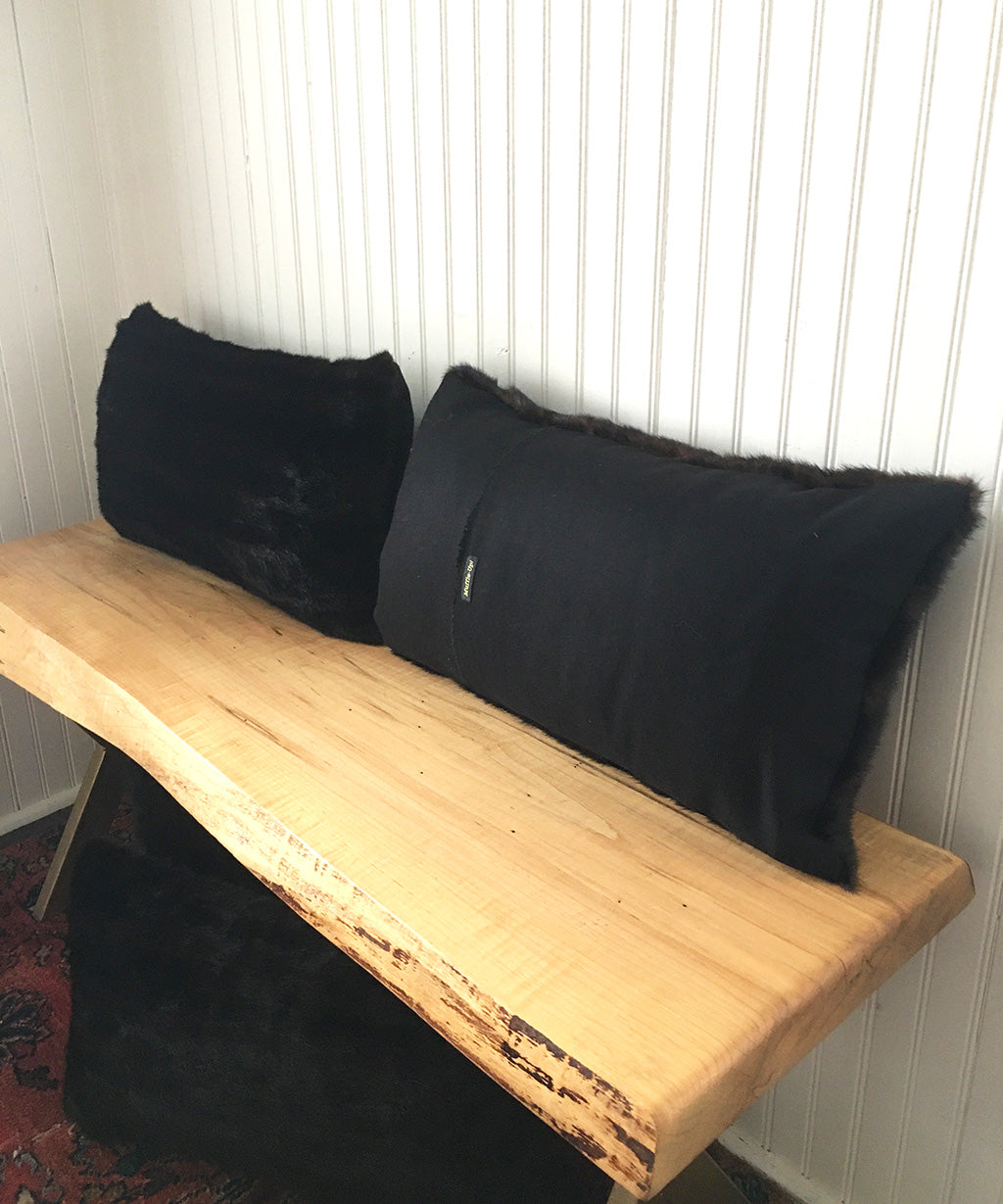 Reclaimed Black Mink Fur Pillow 13" x 22"