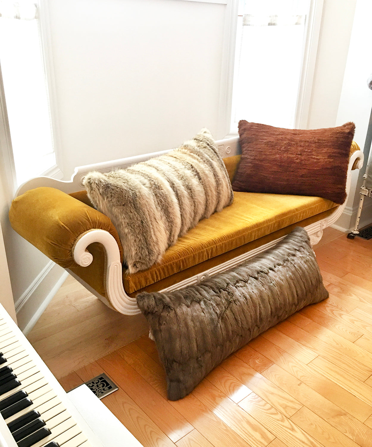 Oversized Red Mink Fur Pillow 22" x 30"