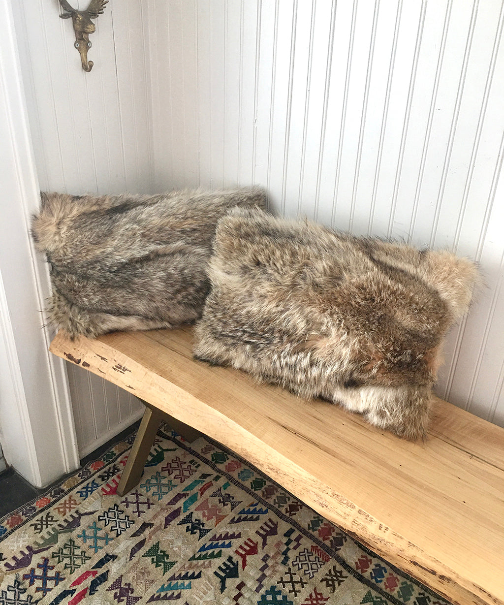 Reclaimed Coyote Fur Pillows - 14" x 20"