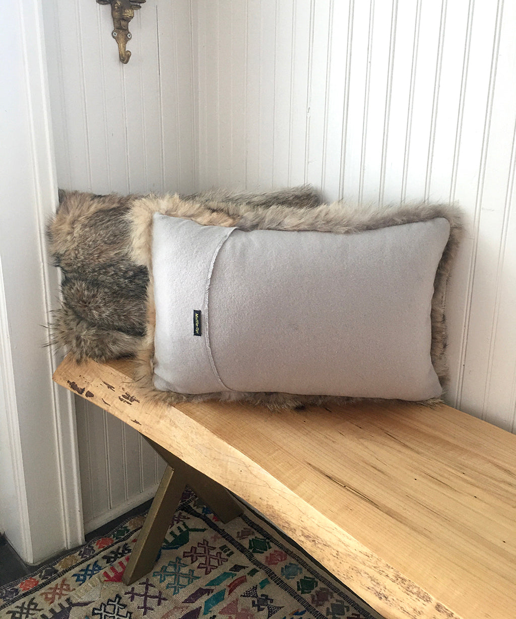 Reclaimed Coyote Fur Pillows - 14" x 20"