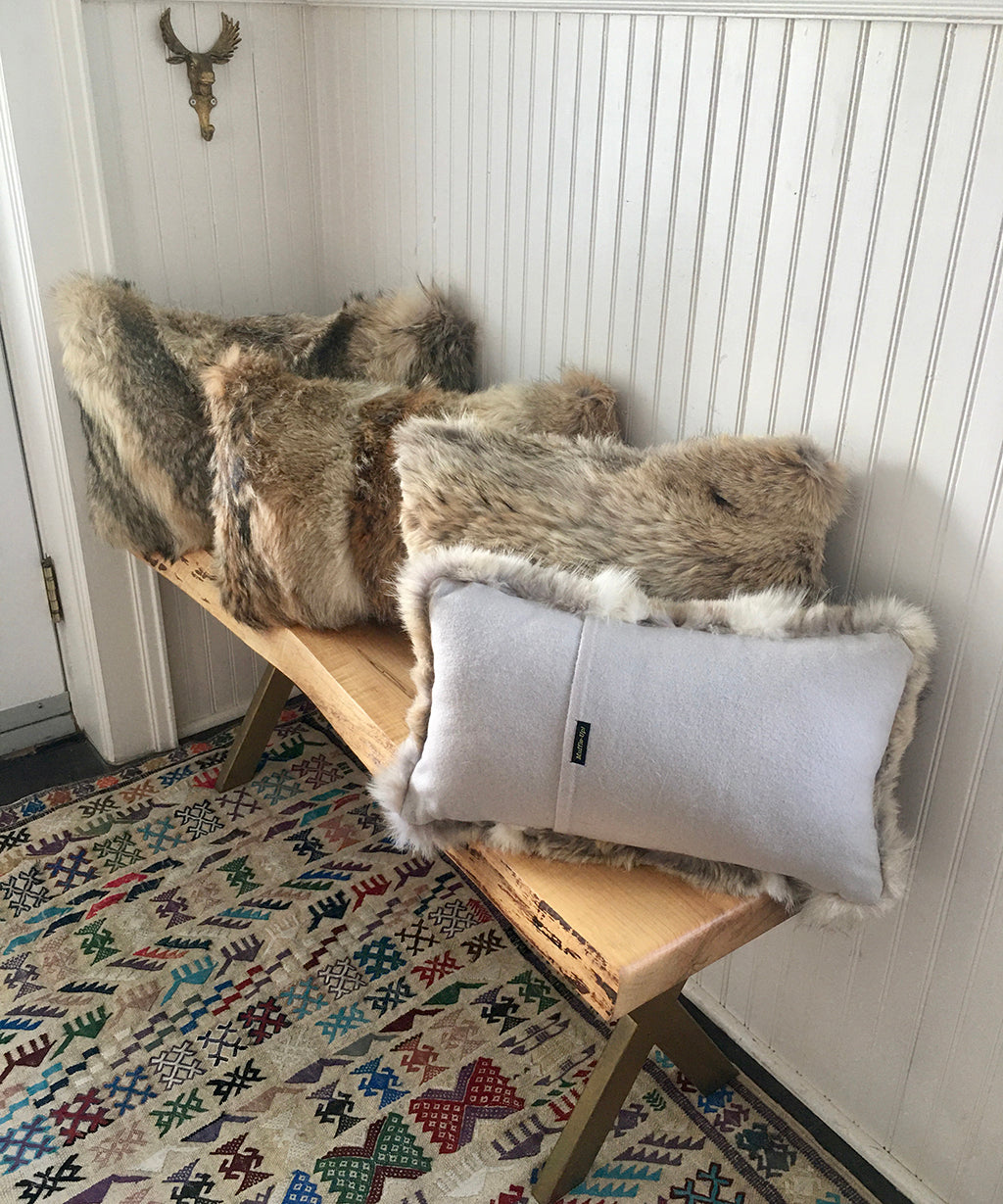 Sustainable fur throw pillows crafted from reclaimed vintage fur coats