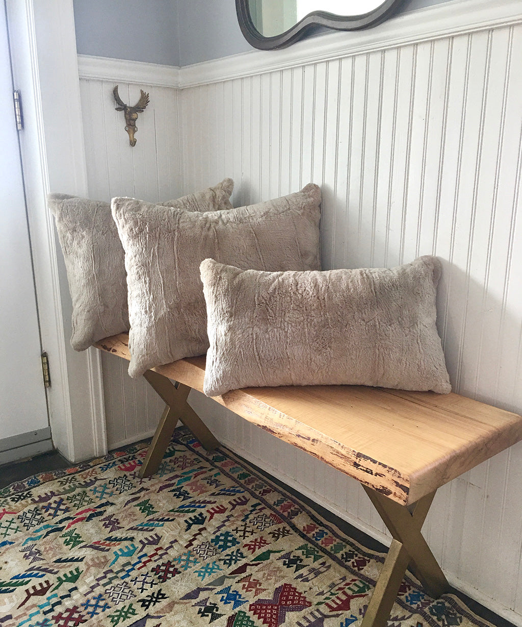 Blonde Sheared Beaver Fur Pillows 19x24", 13x23"