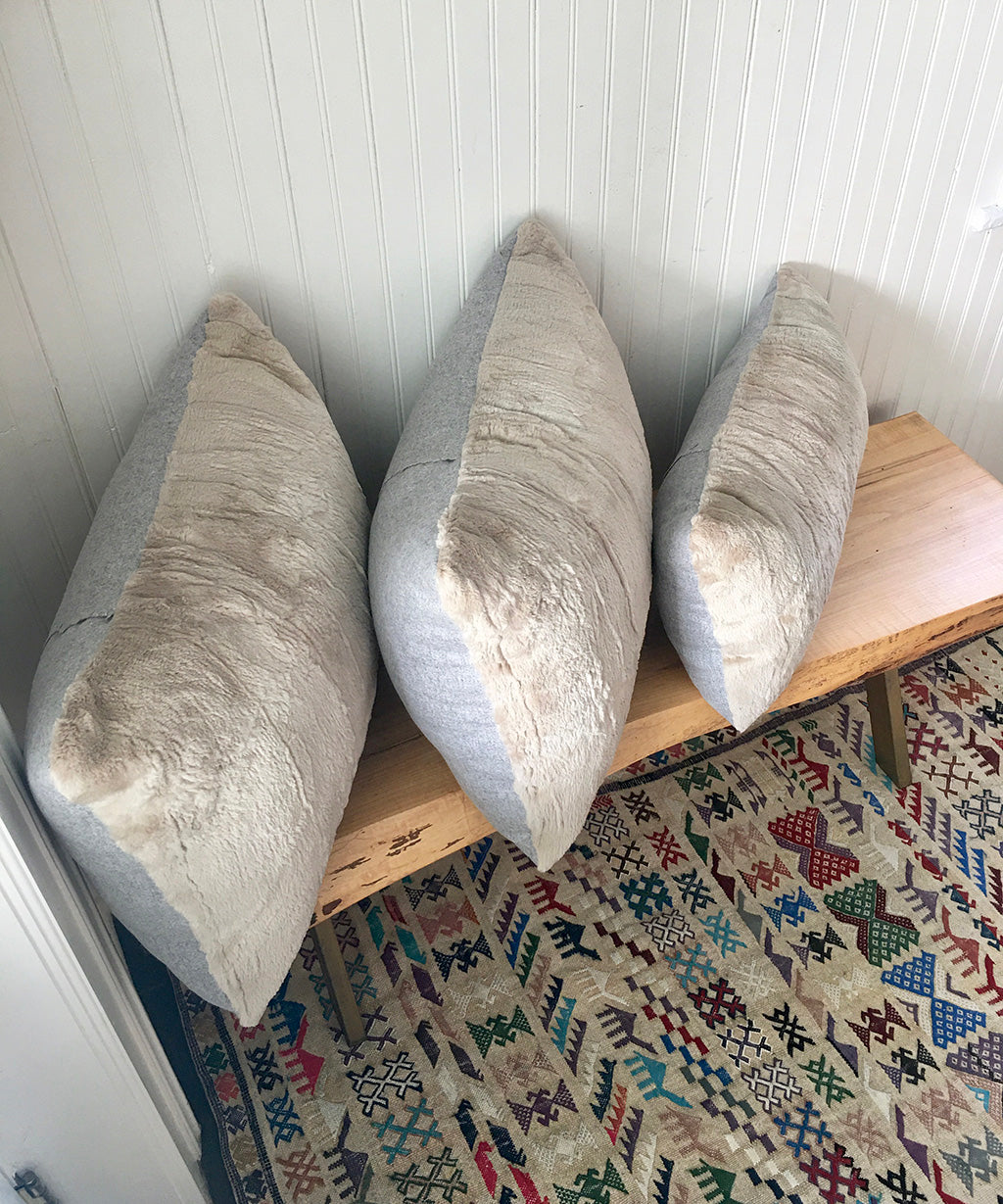 Blonde Sheared Beaver Fur Pillows 19x24", 13x23"