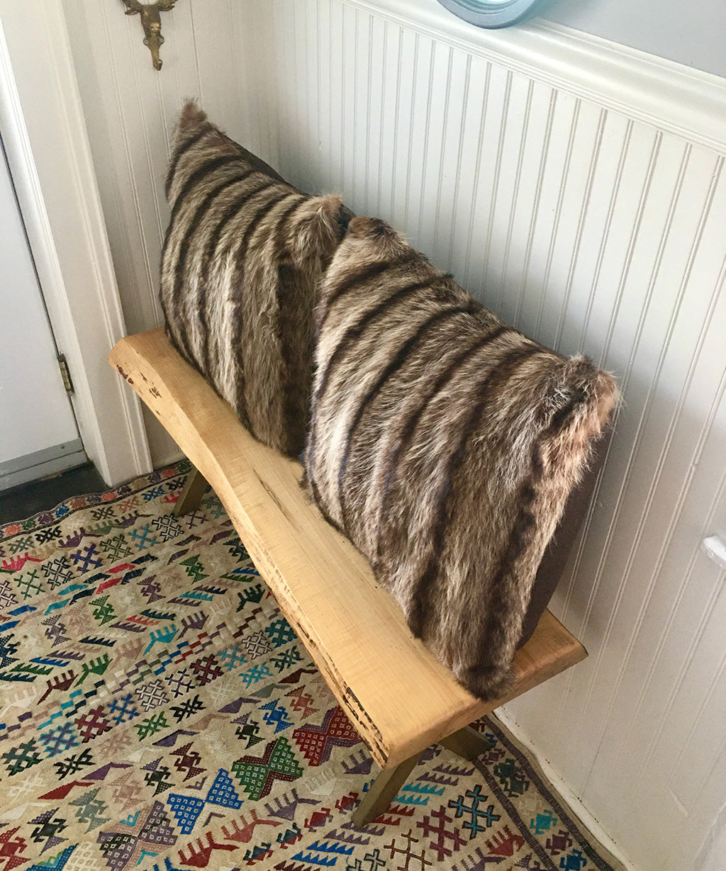 Reclaimed Raccoon Fur Pillow 22 x 22"